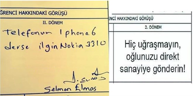 En komik öğretmen karne notları