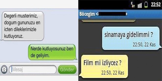 En komik mesajlar...