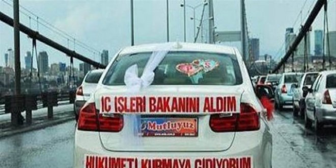 Gelin arabalarındaki ilginç yazılar