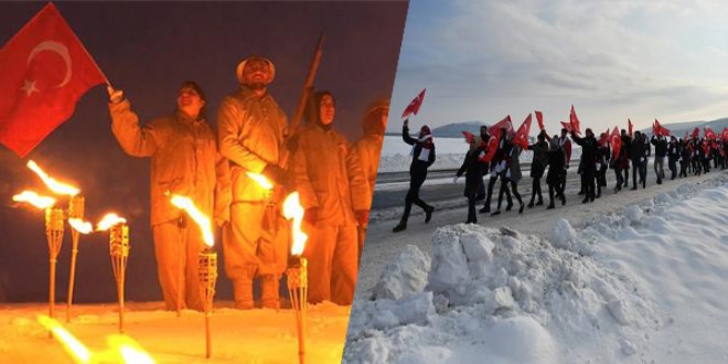 Sarıkamış şehitleri için 'eksi 15' derecede 'saygı' nöbeti