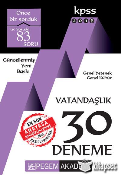 19- KPSS Vatandaşlık 30 Deneme Pegem Yayınları