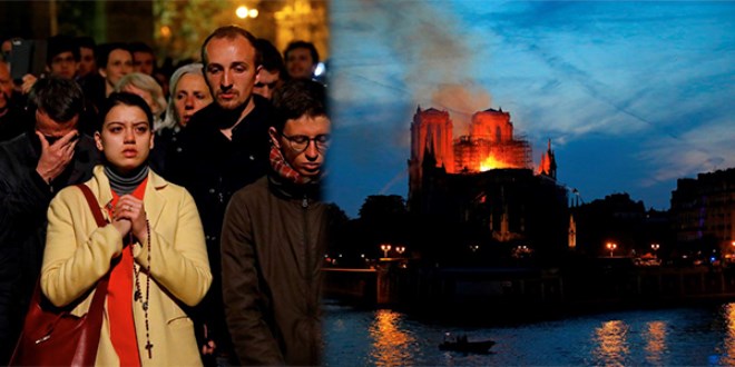 Tarihi Notre Dame Katedrali'nde yangın
