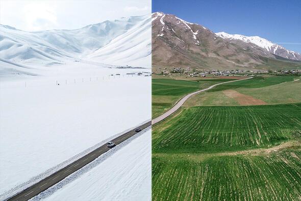 AA foto muhabirlerince yurdun dört bir yanından yaz ve kış aylarında aynı açılardan çekilen fotoğraflar, tek karede toplandı.