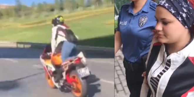 Motosiklette dans eden kadın maganda gözaltına alındı