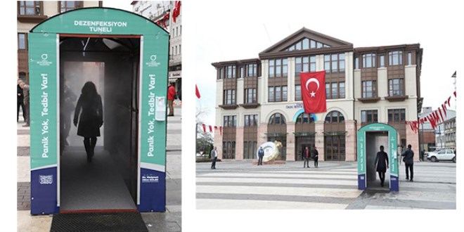 Corona Virüse karşı 'dezenfeksiyon tüneli' kuruldu