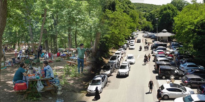 Belgrad Ormanı tıklım tıklım (Uzun araç kuyrukları oluştu)