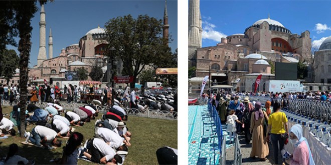 Ayasofya Camii'ne yoğun ilgi devam ediyor