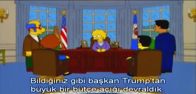Simpsons'a göre de Trump’tan sonra Amerika’nın başkanı bir kadın olacak.