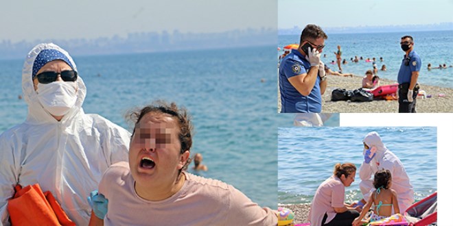 Karantinadan kaçıp sahilde ortalığı birbirine kattı