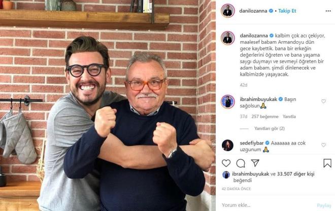 Sevmeyi öğreten bir adam babam: Danilo Zanna babasının ölümüyle ilgili olarak "Kalbim çok acı çekiyor. Maalesef babam Armando'yu dün gece kaybettik. Bana bir erkeğin değerlerini, yaşama saygı duymayı ve sevmeyi öğreten bir adam babam. şimdi dinlenecek ve kalbimizde yaşayacak" açıklamasını yapmıştı.