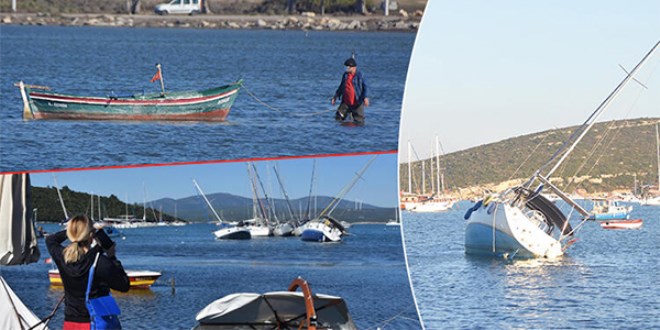 Seferihisar'da deniz çekildi