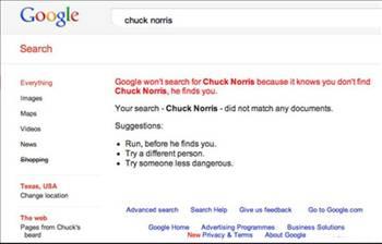 Çünkü siz "Chuck Norris'i bulamazsınız, o sizi bulur." mesajıyla karşılaşışıyorsunuz.