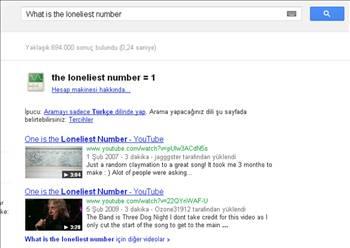 En yalnız sayı hanigisi: Google'a zor sorular sormaktan çekinmeyin. "What is the loneliest number" (en yalnız sayı hangisi) yazdığınızda Google'ın hesap makinesi, size "1" cevabını verecek.