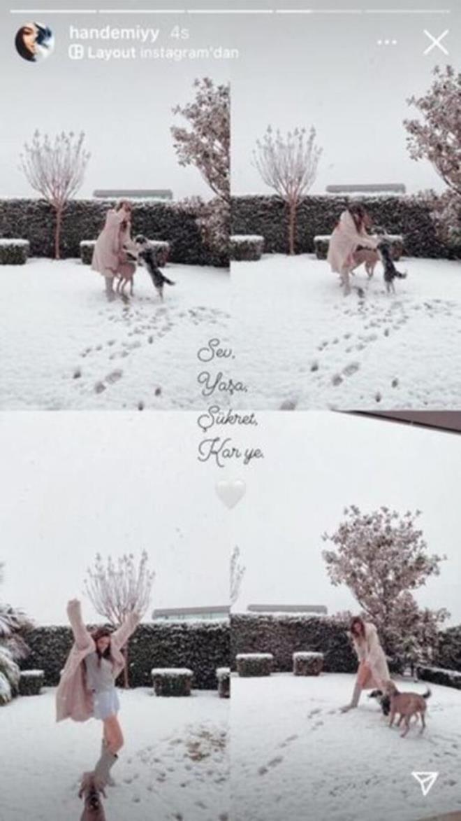 HANDE ERÇEL    Sev, yaşa, şükret, kar ye.