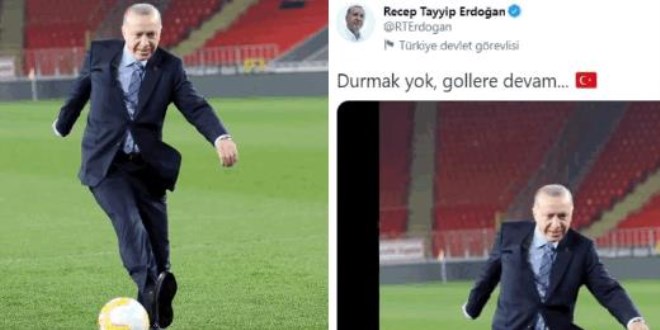 Cumhurbaşkanı Erdoğan'dan gol paylaşımı