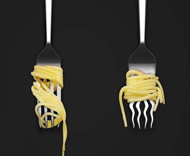 Bu çatal spagetti türündeki makarnalar için özel olarak tasarlanmış.