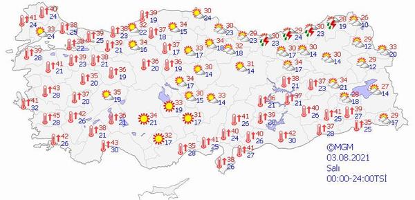Orta ve Doğu Karadeniz: Parçalı bulutlu, Orta ve Doğu Karadeniz kıyıları ve Artvin çevreleri ile Samsun'un doğu ilçelerinin sağanak ve gök gürültülü sağanak yağışlı geçeceği tahmin ediliyor.