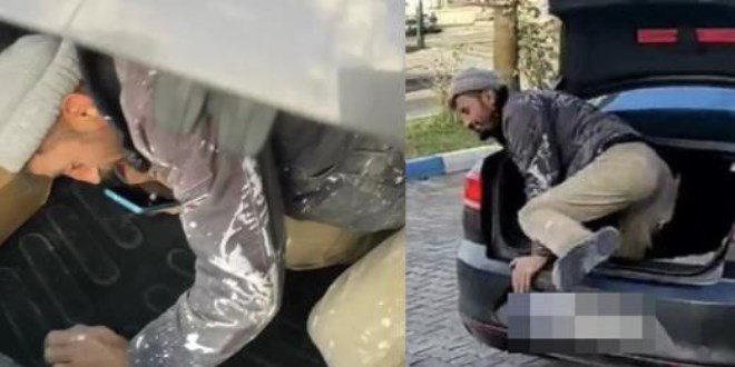 Araba kirlenmesin diye işçisini bagajda taşıdı