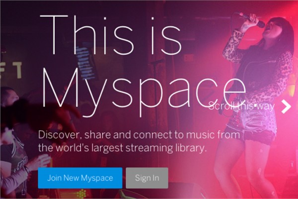 Myspace;  Sitenin bugünkü hali.