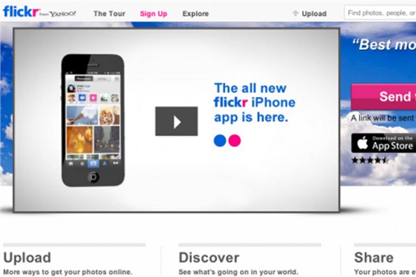 Flickr;  ve sitenin şimdiki görünüşü.