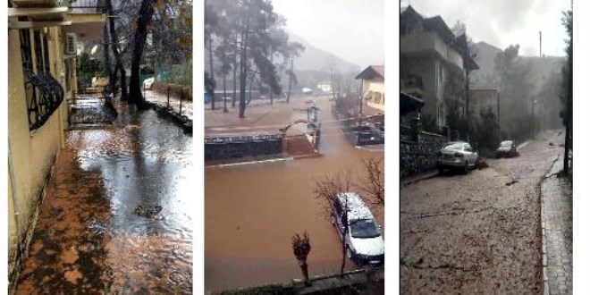 Marmaris'te sağanak: Dereler taştı, yollar göle döndü