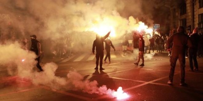 Sırbistan'ın başkenti Belgrad'da Rusya'ya destek gösterisi