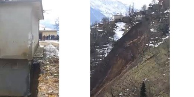 Trabzon'da heyelan: İki katlı bina boşaltıldı