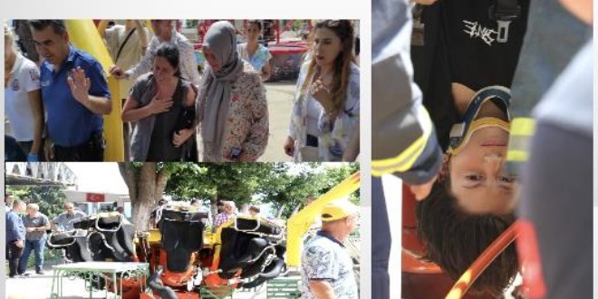 Lunaparkta baş aşağı kurtarılmayı beklediler