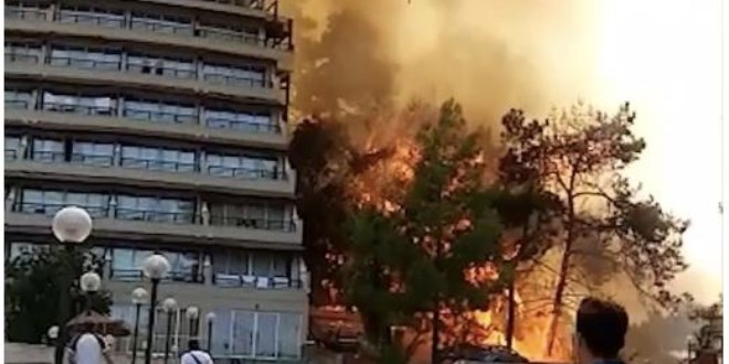 Marmariste orman yangını alevler otele sıçradı