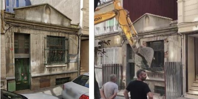 Tarihi yapı izinsiz olarak yıkıldı