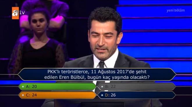 Gürsoy ilk hakkında B ardından ise C şıkkını seçti. Yanlış cevapları seçen yarışmacı, yarışmadan elendi.