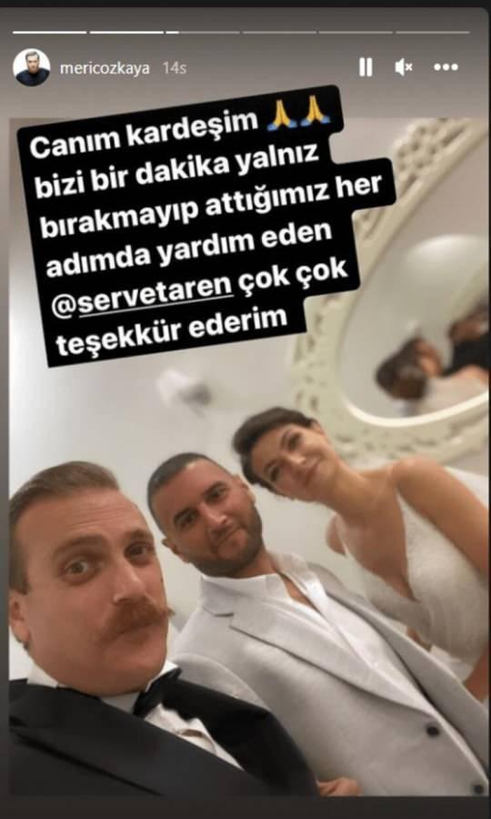 Kadıköy'de gerçekleştirilen nikah töreninden kareler paylaşan Özkaya, açıklamaya yazdığı notla da herkesi güldürmeyi başardı.