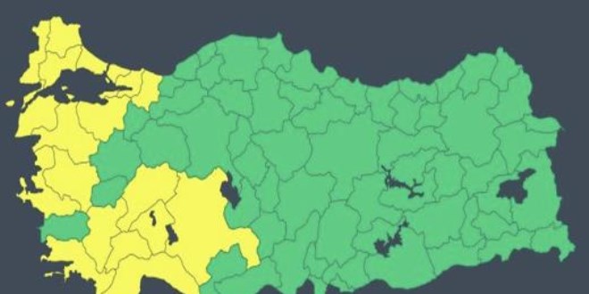 İstanbul ve 18 il için sarı kodlu uyarı