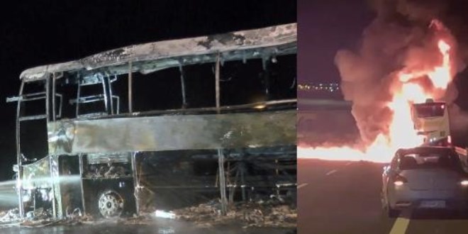 Ankara'da TIR'ın çarptığı yolcu otobüsü alev alev yandı: 5 yaralı