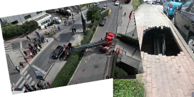 Şişli'de kaldırım çöktü: Bir kişi çukura düştü