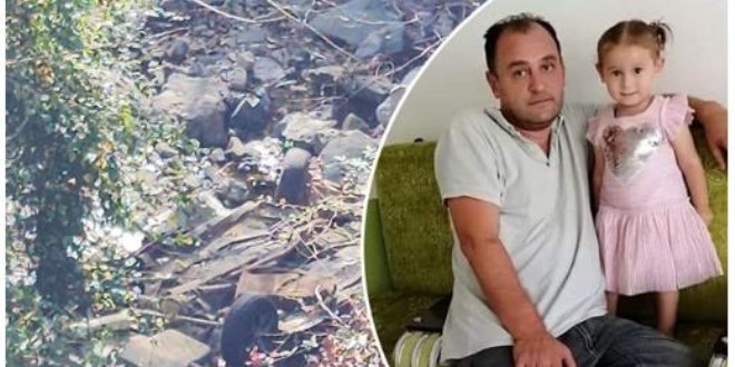 Dere yatağına düşen otomobildeki baba ve kızı yaşamını yitirdi