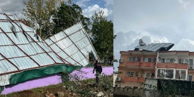 Muğla'da hortum: Çatılar uçtu, ağaç ve direkler devrildi