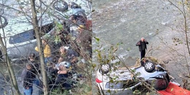 Sürücü adayının kullandığı otomobil dereye uçtu