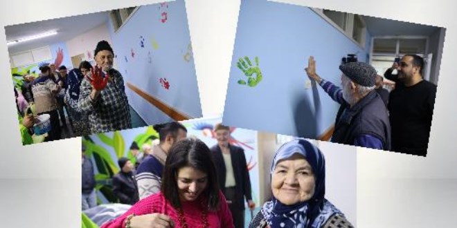 Huzurevi sakinleri duvarları tuvale dönüştürdü