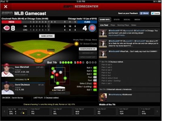 <p><b>ESPN ScoreCenter</b></p>  Son dakika maç skorları için sıkça indirilen uygulamalardan biri.