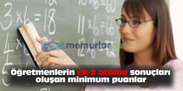 Ek-2 atama sonucu oluşan minimum puanlar