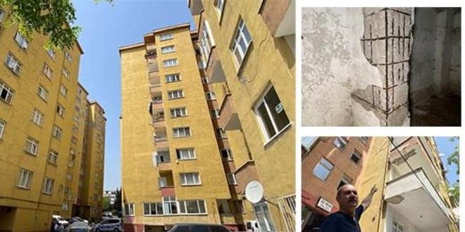 sitedeki dairelerin kolonları çatladı