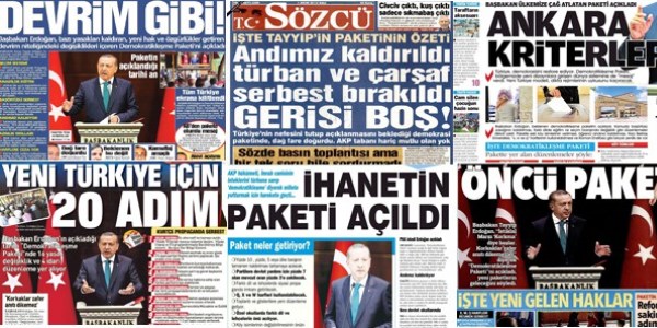 Demokratikleşme paketi manşetleri
