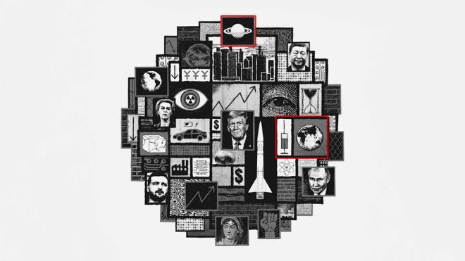 YENİ KEŞİFLER VE SALGIN TEHDİTİ    Kapaktaki bir gezegen figürü, 2025?te önemli bilimsel keşiflere tanıklık edeceğimizi ima ediyor olabilir.    Ancak şırınga sembolü, pandemilerle ilgili yeni tehditlerin kapıda olabileceği mesajını taşıyor.    Bu, bilim ve sağlığın yıl boyunca gündemin üst sıralarında yer alacağı anlamına gelebilir.