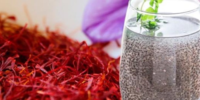 Safranlı suyun içinde chia tohumu bekletince...