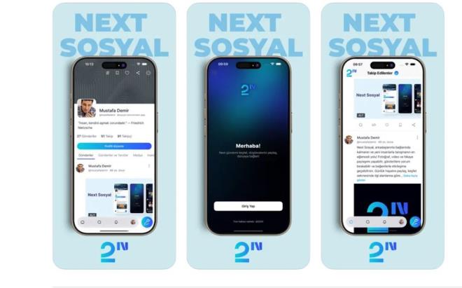 NEXT SOSYAL NASIL İNDİRİLİR?    Telefonunuza Android veya iOS üzerinden NEXT Sosyal uygulamasını indirip açın. "Giriş Yap" butonuna tıkladıktan sonra TEKNOFEST Sosyal sunucusunu seçip "T3 SSO ile Devam Et" seçeneğine tıklayın.    NEXT SOSYAL KULLANIMI    Üyelik Oluşturma    Platforma erişmek için önce Next Sosyal adresine girin.    Kayıt ol butonuna tıklayarak ad, soyad, e-posta ve şifre bilgilerinizi girin.    Aktivasyon maili geldiyse onaylayın, ardından hesabınız aktif hale gelir.    Profilinizi Oluşturun    Profil fotoğrafı, kapak görseli ve biyografi ekleyerek kendinizi tanıtabilirsiniz.    İlgi alanlarınızı belirterek kişiselleştirilmiş bir akış deneyimi oluşturabilirsiniz.    İçerik Paylaşımı    "Gönderi Oluştur" alanından metin, görsel, video ya da bağlantı paylaşabilirsiniz.    Paylaşımlarınıza etiket (#) ekleyerek daha geniş kitlelere ulaşabilirsiniz.