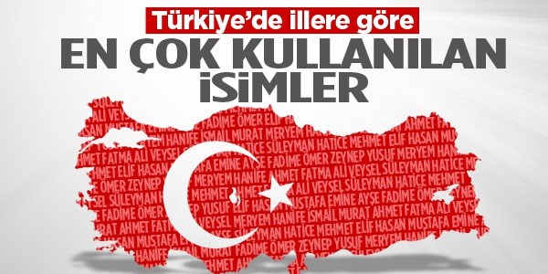 İllere göre en çok kullanılan isimler