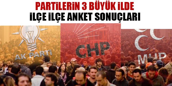 Partilerin 3 büyük ilde ilçe ilçe anket sonuçları