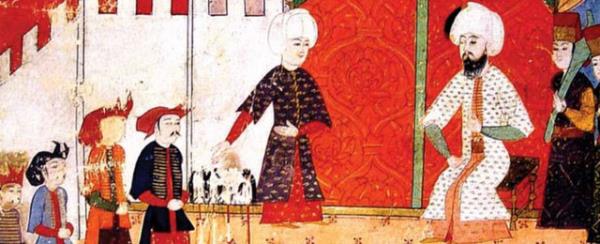 Seyyid Lokman'ınHünernamesi'nden alınan bu minyatürde Şehzade Mustafa'nın cesedinin, idamdan sonra otağ önündeki bir çadırda teşhiri resmedilmiştir.