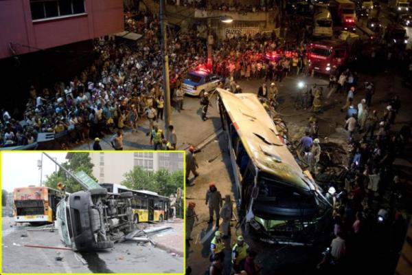 Türkiye'deki eylemler sırasında halk otobüsleri yağmalanıp barikat olarak Kullanılmıştı. Aynı görüntü Brezilya'da da yaşandı.